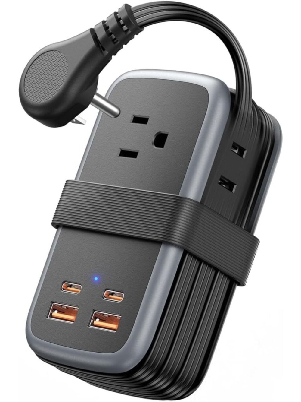 65W USB Fast Charging Station - 7-in-1 Travel Power Strip, 3 Outlets & 4 USB